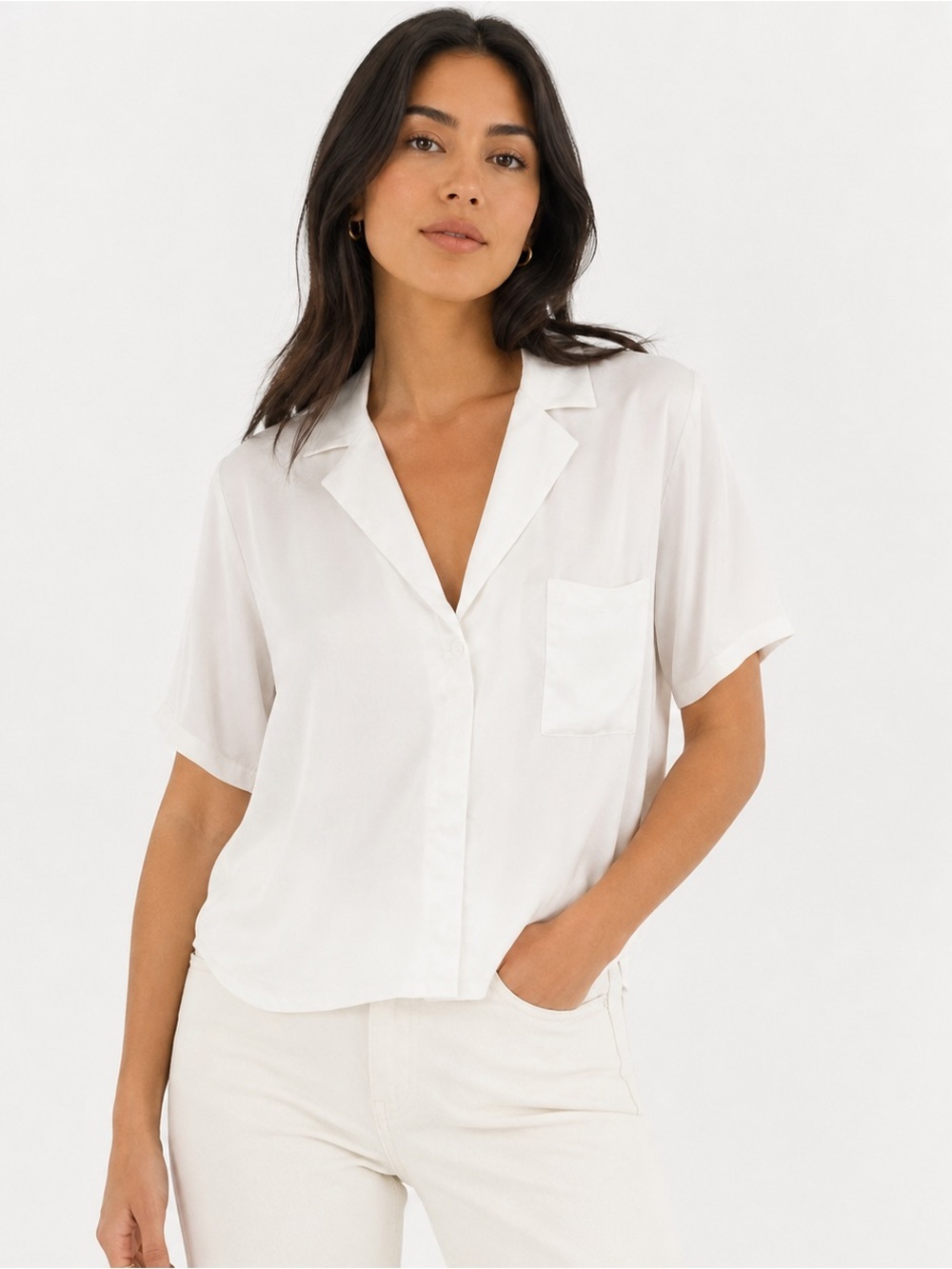Open Edit Poplin Shirt White